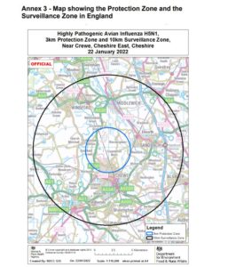 24.01.22 Area affected by Avian influenza Protection Zone. Crewe