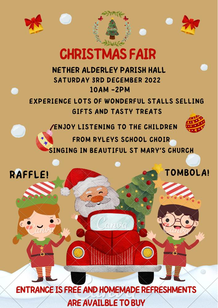 You Won’t Want to Miss Our Special Christmas Fair at Nether Alderley Parish Hall on Saturday 3rd December 10am-2pm