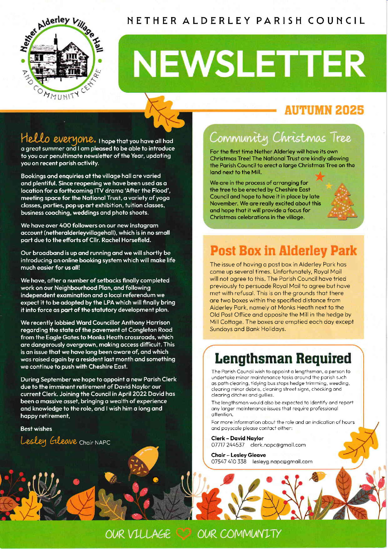 Nether Alderley Autumn 2025 Newsletter