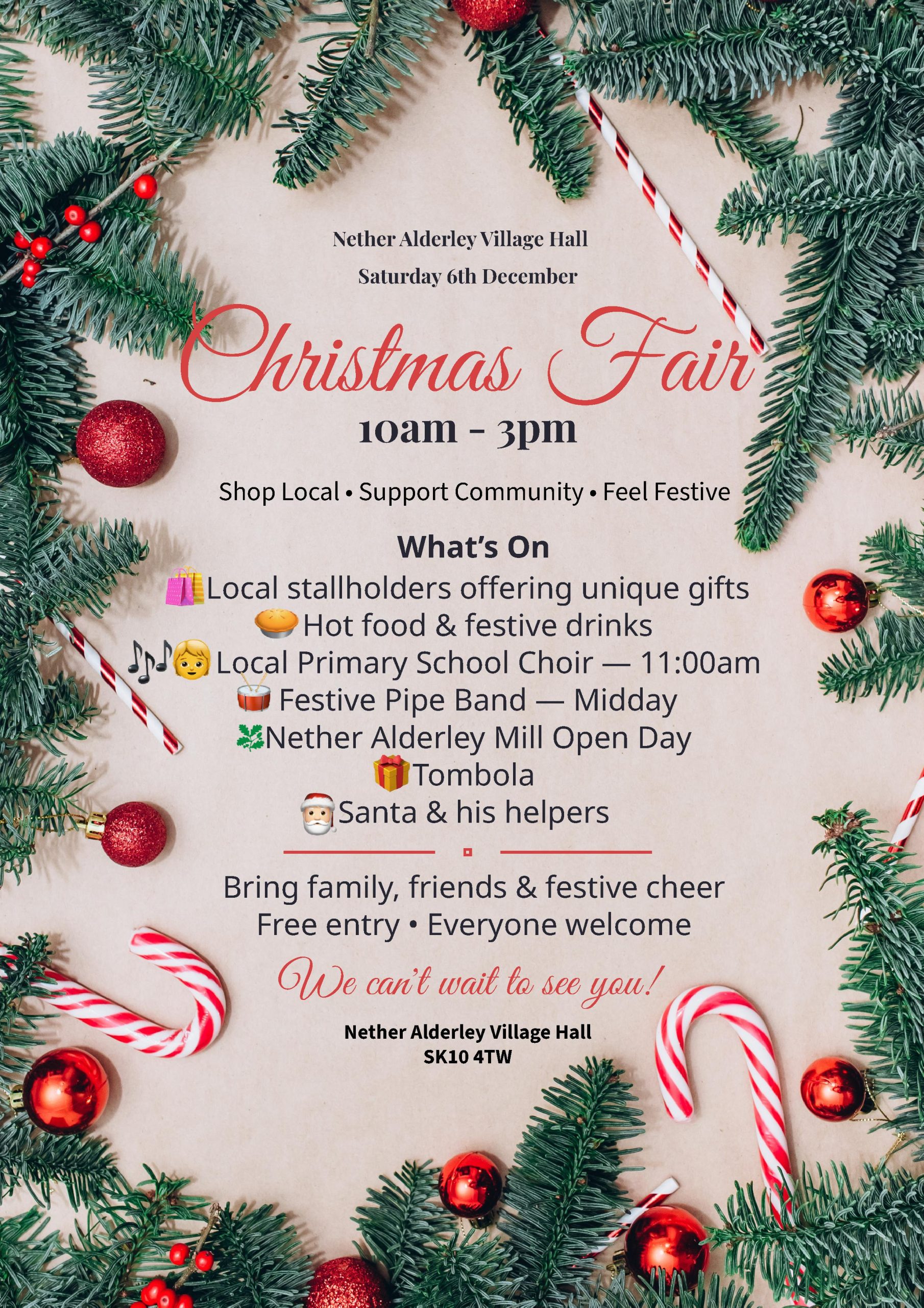Nether Alderley Christmas Fair 6th December at the Nether Alderley Village Hall